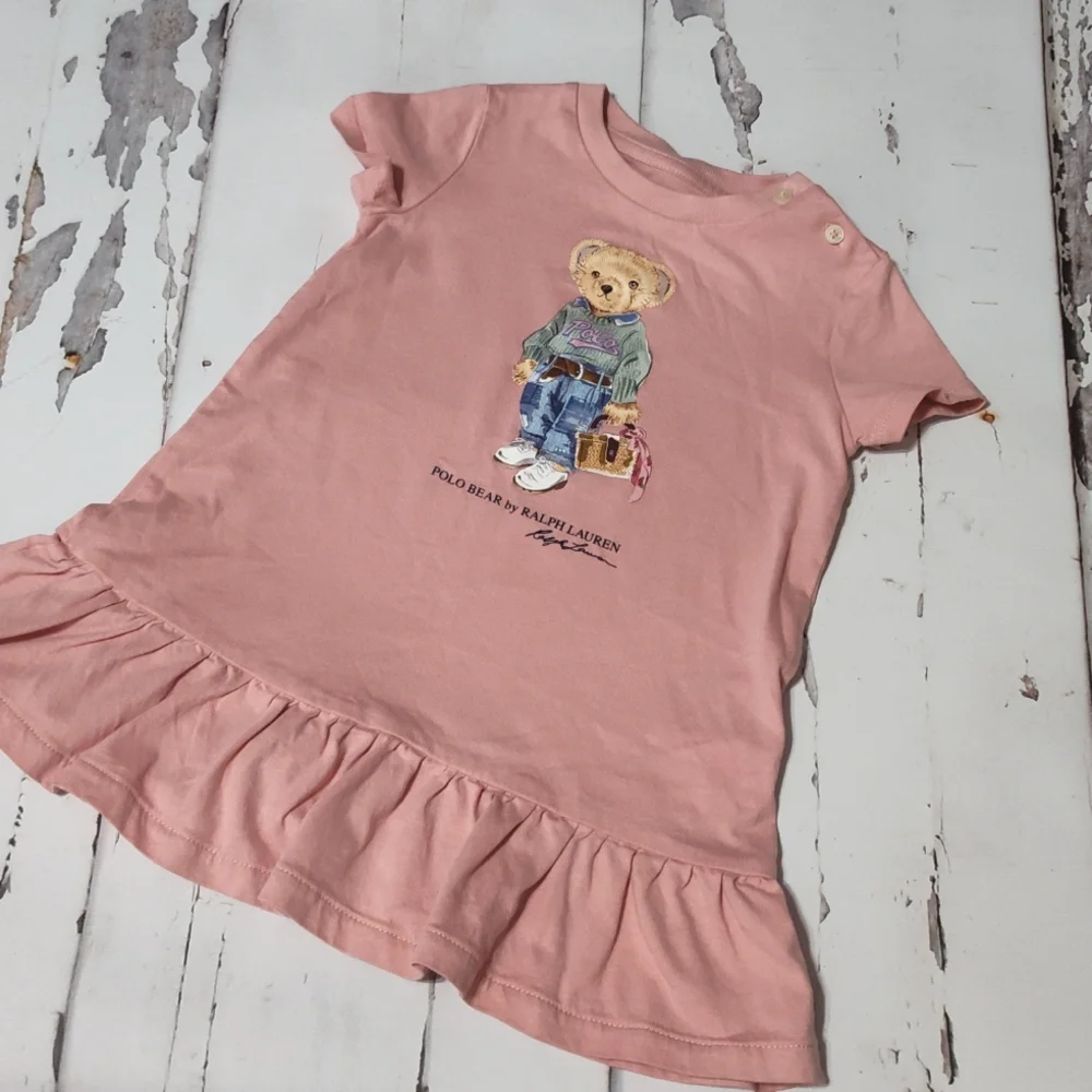 Ralph Lauren bear polo pink dress 12m